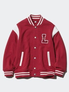 Uniqlo Kids Sweat Stadium Athletic Red and White Striped Collar Jacket